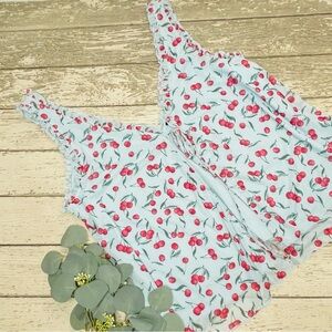 Mixed Threads Cherry Print Front Tie Tank Top